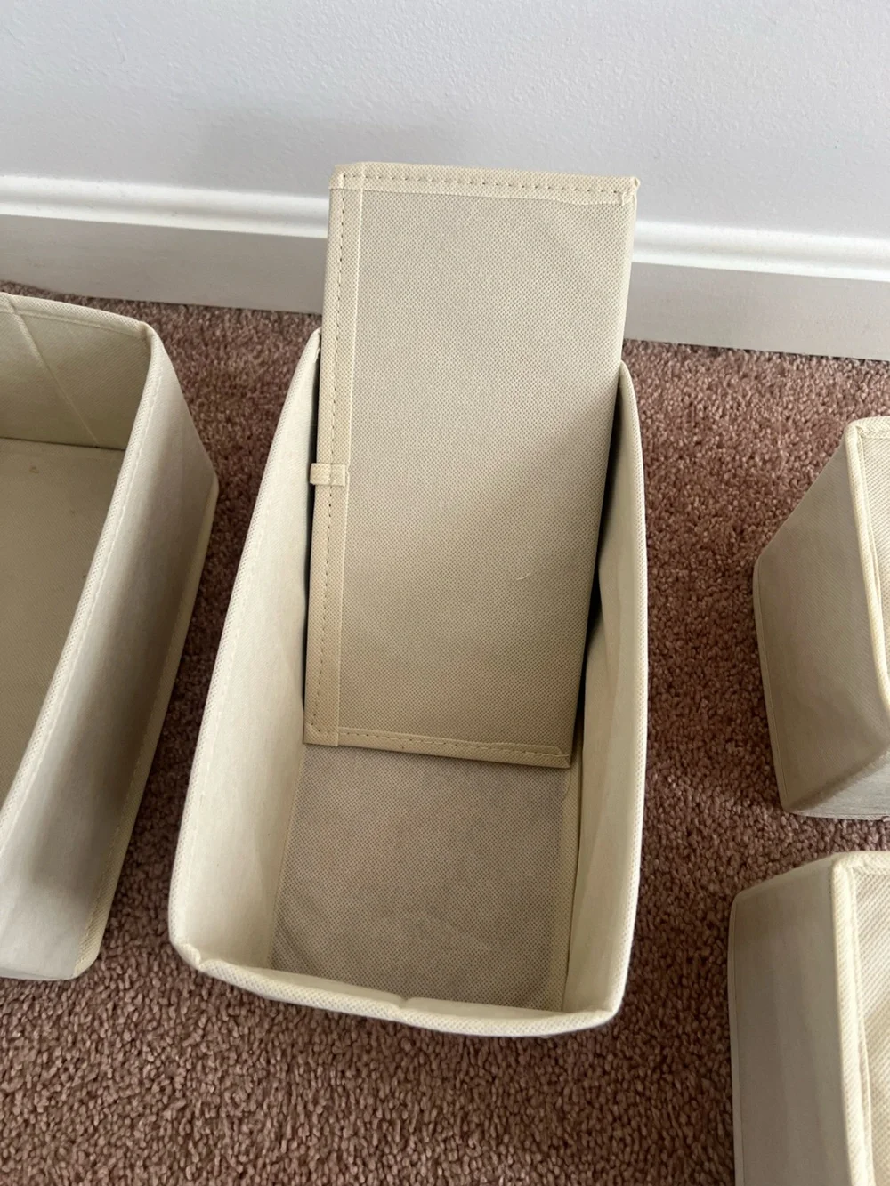 Canvas Storage Bin Set in Cream